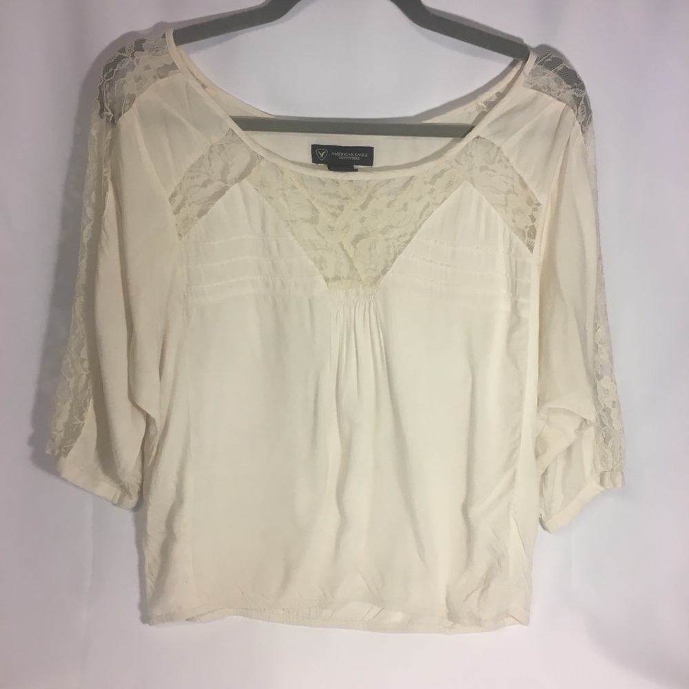American Eagle Flowy Blouse with Lace Details